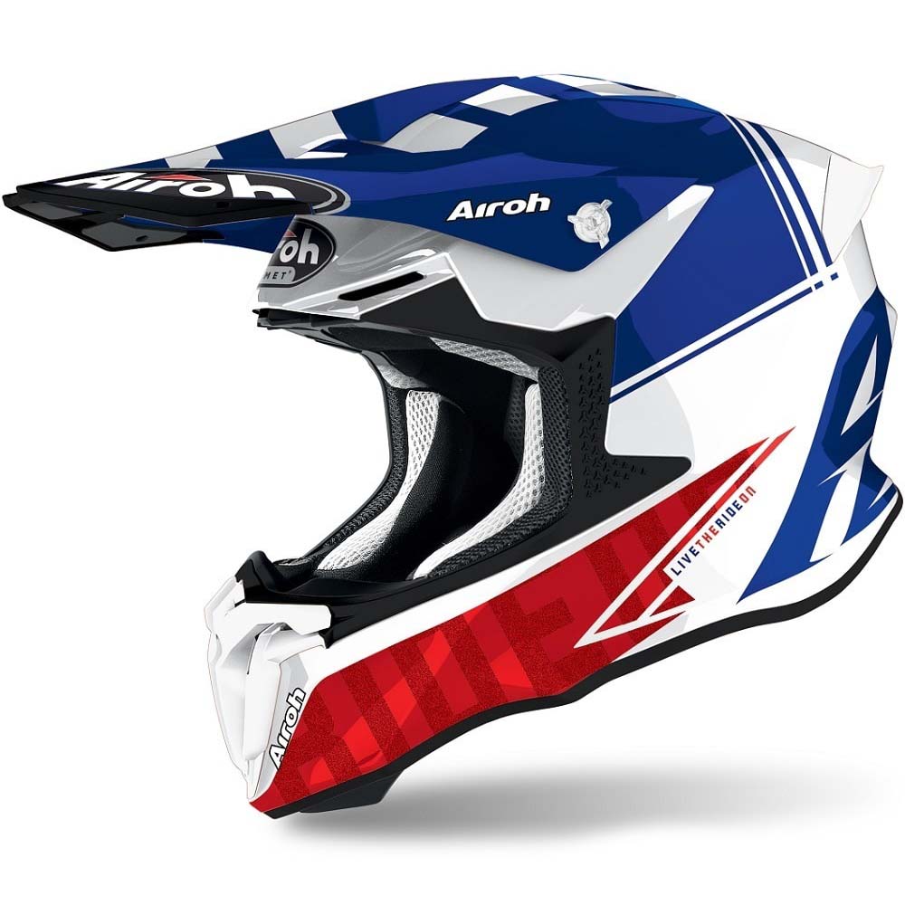 Шлем кроссовый, AIROH TWIST 2.0 - XS, Бело-красно-синий