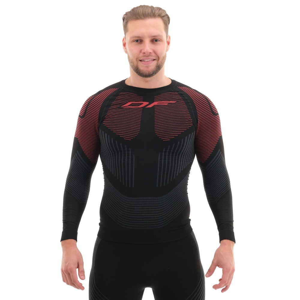 Термофутболка унисекс, Dragonfly 3DTHERMO, с длинным рукавом - Чёрно-красный, L
