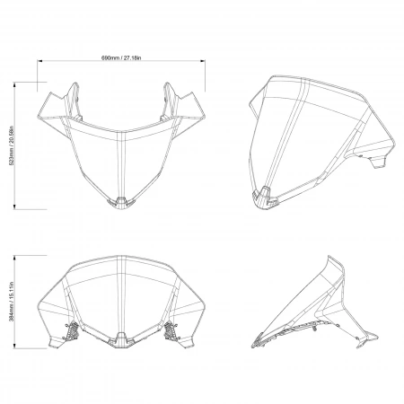 Стекло ветровое Ski-Doo One-Piece Sport Medium Windshield