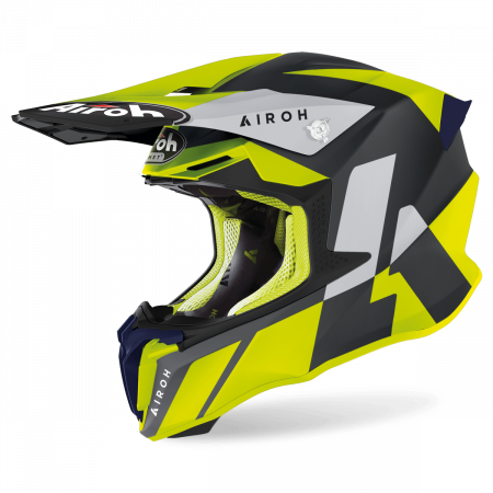 Шлем кроссовый, AIROH TWIST 2.0 (LIFT YELLOW/BLUE MATT)